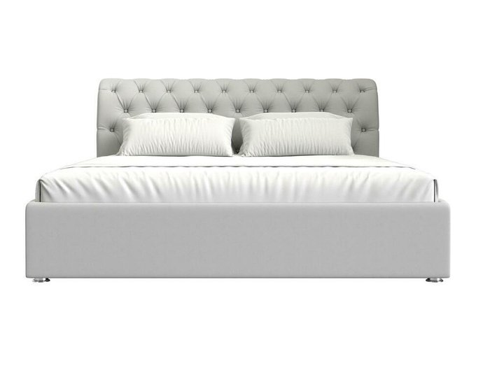 Кровать Сицилия 200х200 белого цвета с подъемным механизмом (экокожа) - купить Кровати для спальни по цене 109999.0