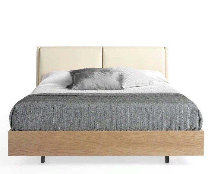 Кровать с мягким изголовьем белого цвета 150x200