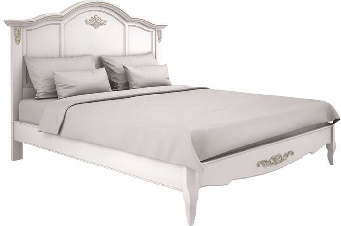 Кровать Akrata 180×200 белого цвета с эффектом старения Кровать Akrata 180×200 белого цвета с эффектом старения