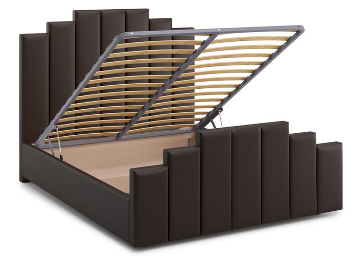 Кровать Velino 180х200 темно-коричневого цвета с подъемным механизмом (экокожа) - лучшие Кровати для спальни в INMYROOM