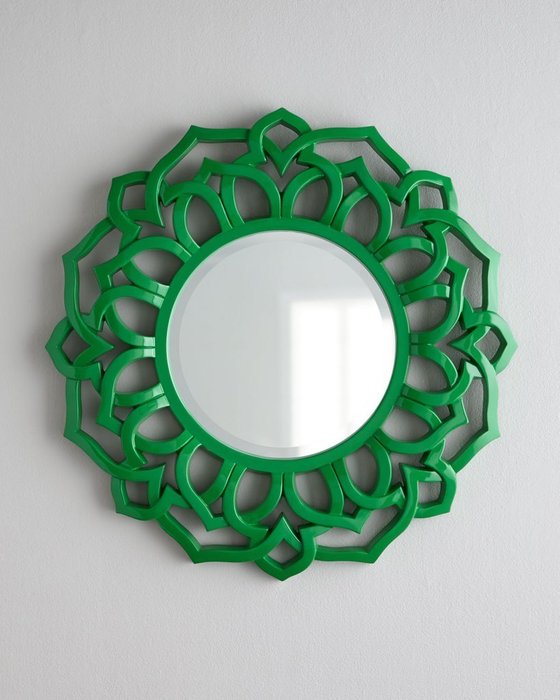 Настенное зеркало Коул Greenв раме зеленого цвета
