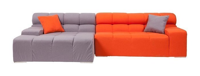 Диван Tufty-Time серо-оранжевого цвета - лучшие Угловые диваны в INMYROOM