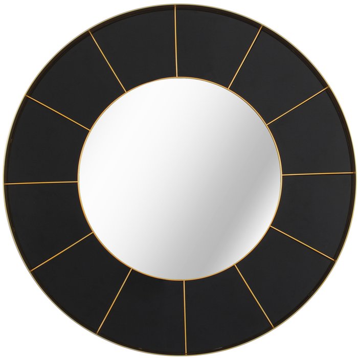 Настенное зеркало Плутон в раме с черным зеркальным стеклом