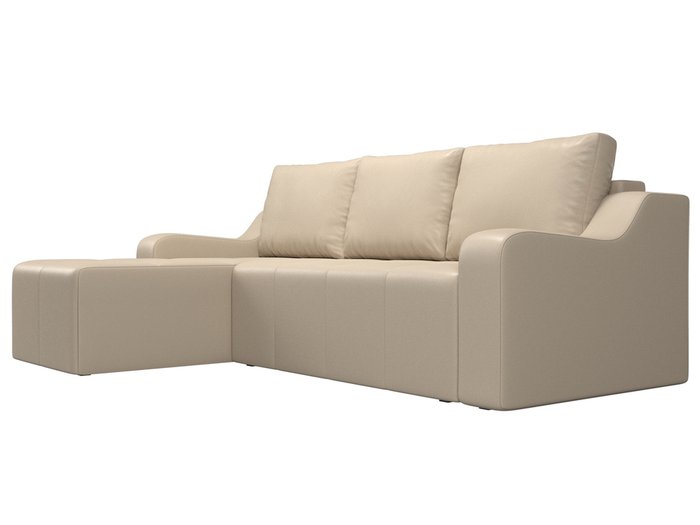 Угловой диван-кровать Элида бежевого цвета (экокожа) левый угол - лучшие Угловые диваны в INMYROOM