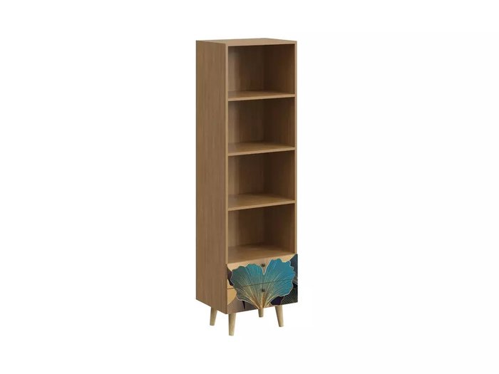 Книжный шкаф Frida с принтом Botanic и деревянными ножками