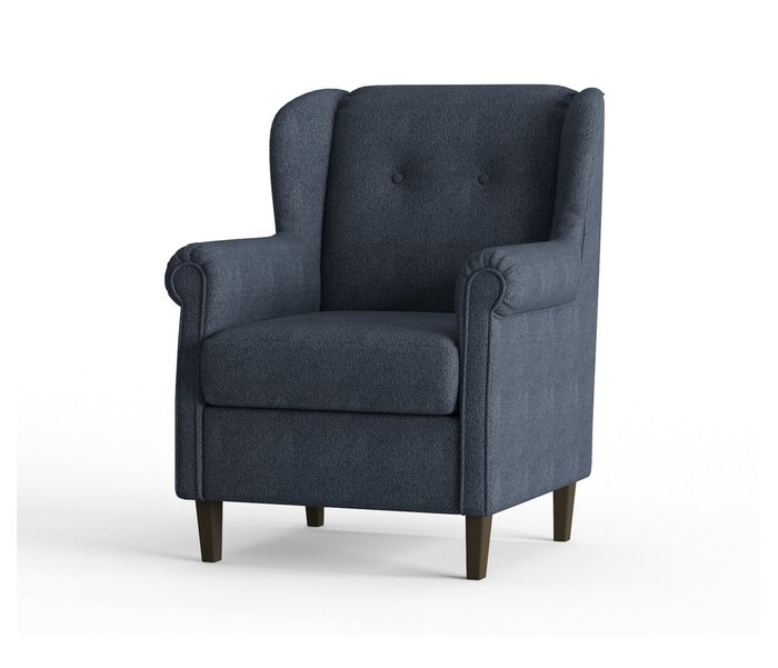 Кресло из велюра Леон темно-синего цвета