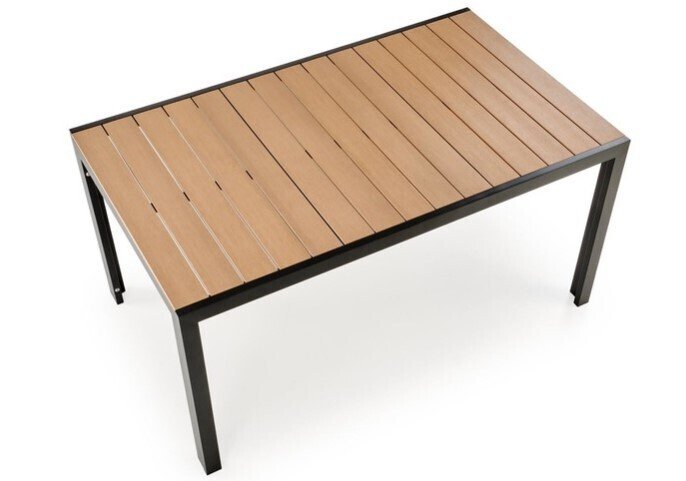 Стол обеденный Fierro P бежево-черного цвета - лучшие Садовые столы в INMYROOM Стол обеденный Fierro P бежево-черного цвета - лучшие Садовые столы в INMYROOM