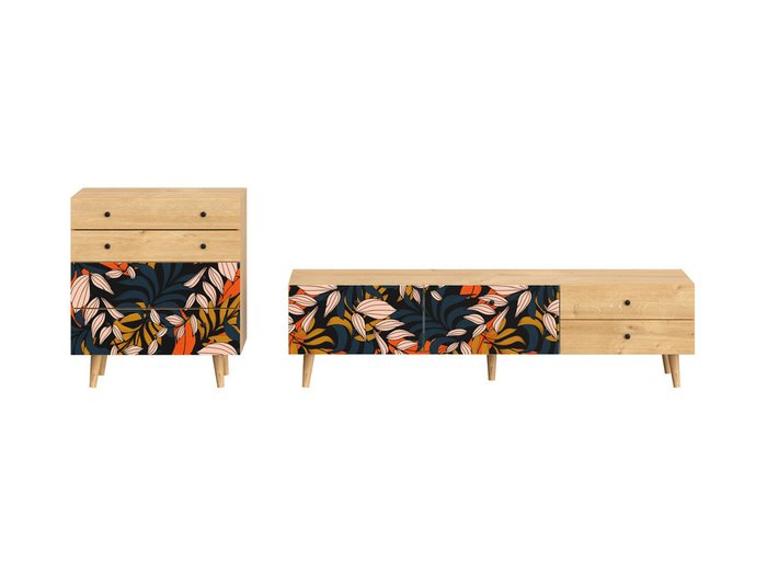 Композиция Frida 2 с принтом Tropics на деревянных ножках - купить Гостиные гарнитуры по цене 70800.0