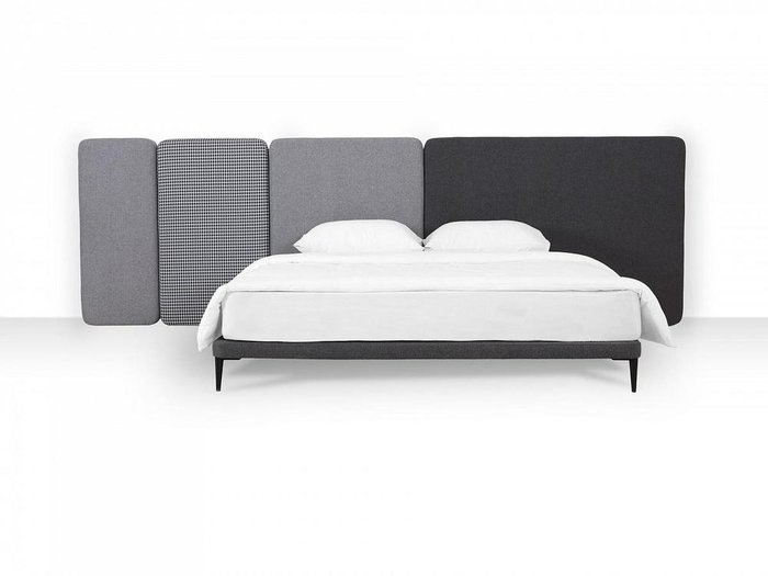 Кровать Licata 160х200 композиция 4 серого цвета - купить Кровати для спальни по цене 78210.0