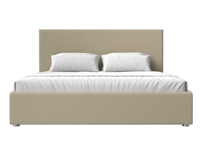 Кровать Кариба 160х200 бежеого цвета с подъемным механизмом (экокожа)  - купить Кровати для спальни по цене 68999.0