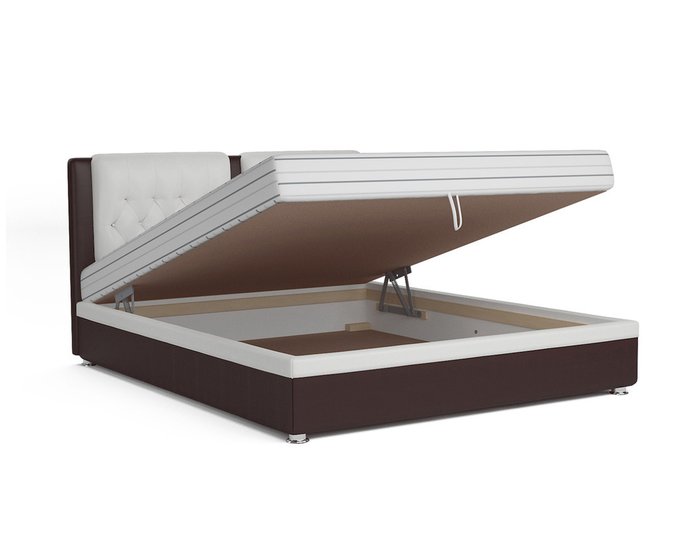 Кровать Космо 140х192 бело-коричневого цвета с подъемным механизмом - лучшие Кровати для спальни в INMYROOM