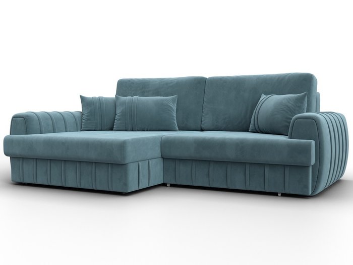 Угловой диван-кровать Лига-057 бирюзового цвета левый Угловой диван-кровать Лига-057 бирюзового цвета левый