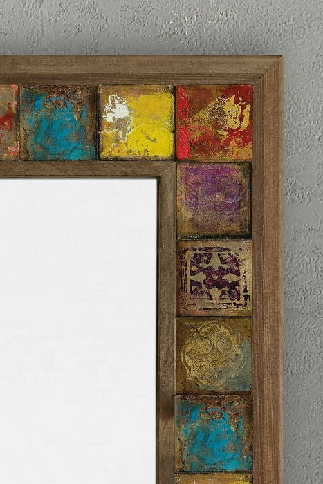 Настенное зеркало с каменной мозаикой 43x63 коричневого цвета - купить Настенные зеркала по цене 22495.0