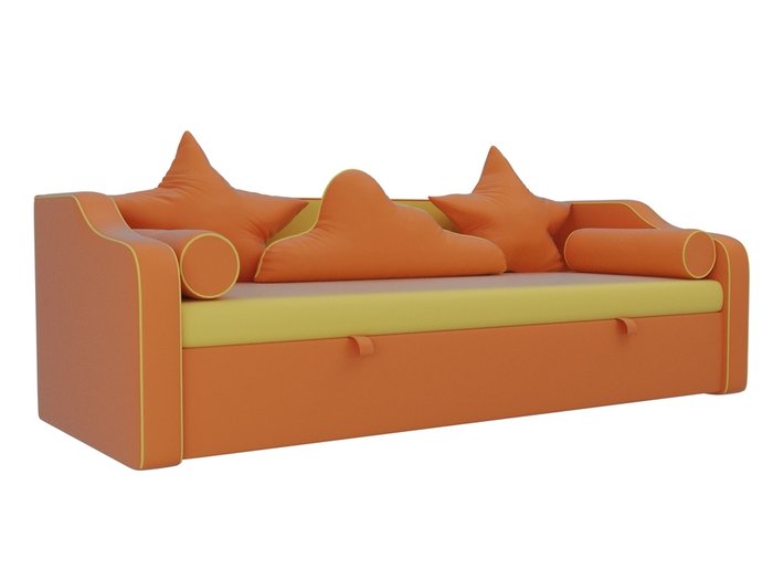 Прямой диван-кровать Рико оранжево-желтого цвета (экокожа) - купить Прямые диваны по цене 21290.0