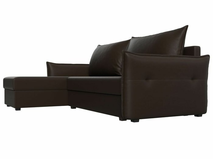 Угловой диван-кровать Лига 004 темно-коричневого цвета угол левый (экокожа) - лучшие Угловые диваны в INMYROOM