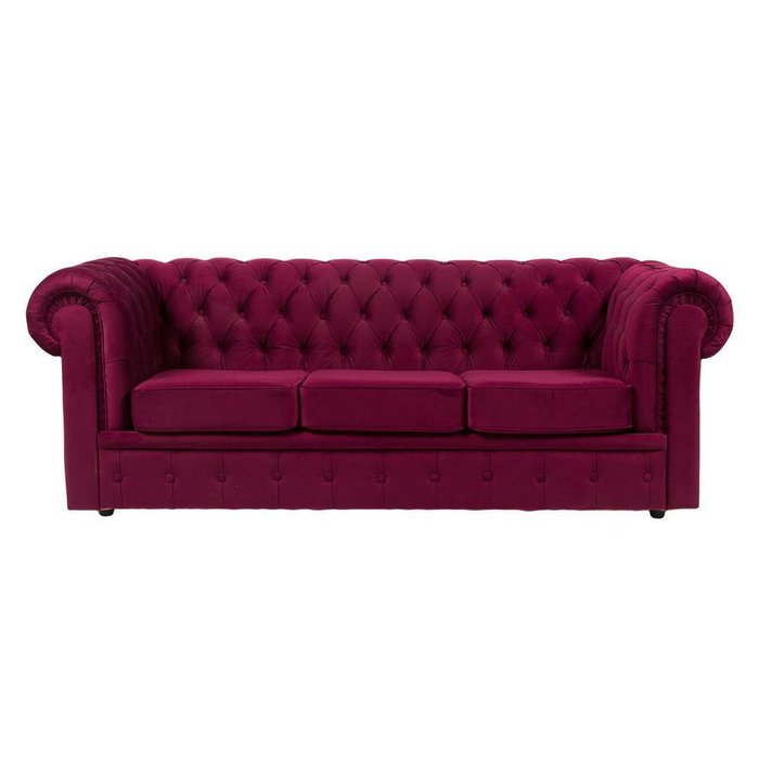 Трехместный диван Chesterfield тёмно-бордового цвета