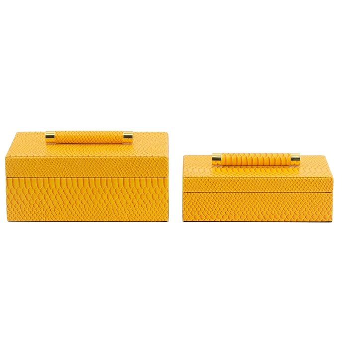 Набор из двух коробок для салфеток желтого цвета - лучшие Декоративные коробки в INMYROOM