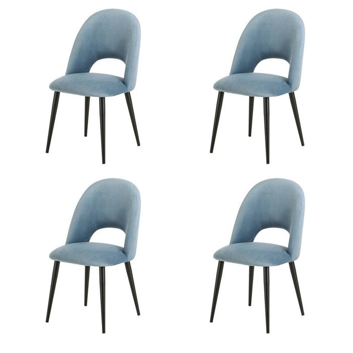  Набор из четырех стульев Pina голубого цвета