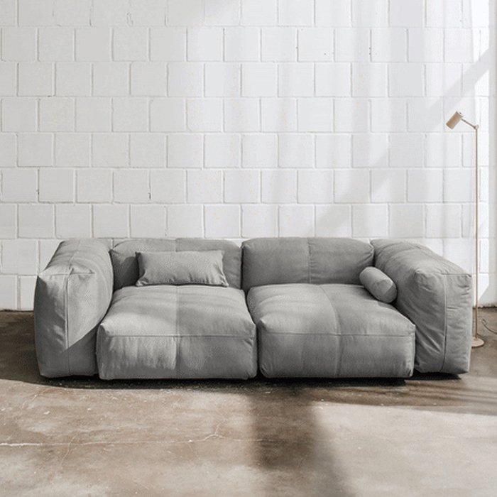 Прямой диван Фиджи двухсекционный большой серого цвета - лучшие Прямые диваны в INMYROOM