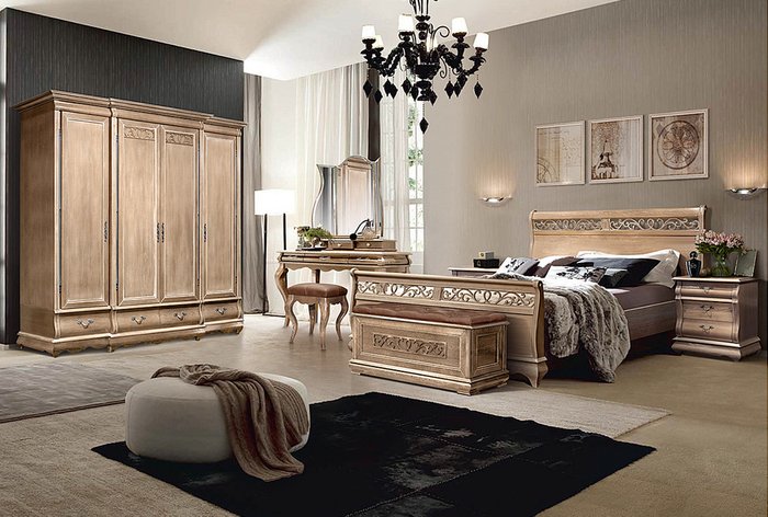 Кровать Оскар 160х200 коричневого цвета с белой патиной - лучшие Кровати для спальни в INMYROOM