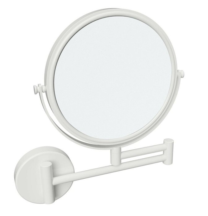 Двухстороннее настенное зеркало для ванной белого цвета