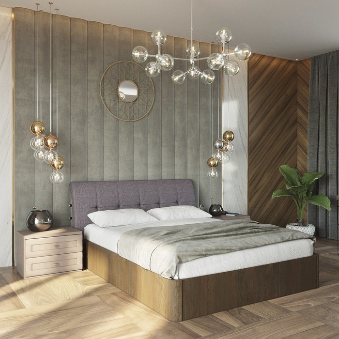 Кровать Сиена 180х200 с сиреневым изголовьем и подъемным механизмом - лучшие Кровати для спальни в INMYROOM