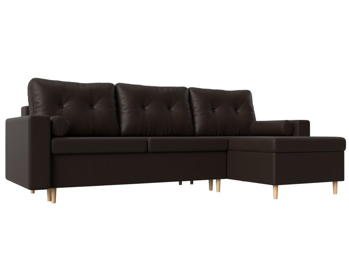 Угловой диван-кровать Белфаст коричневого цвета (экокожа) правый угол