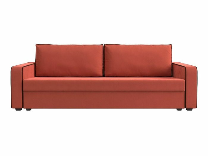 Диван-кровать Лига 009 кораллового цвета с коричневым кантом - купить Прямые диваны по цене 26999.0