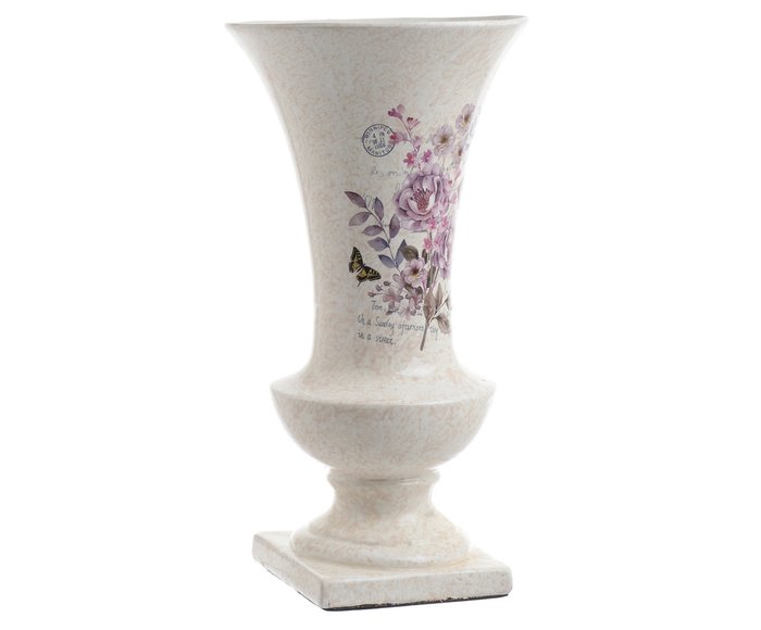 Керамическая ваза бежево-белого цвета 