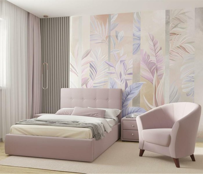 Кровать Selesta 120х200 лилового цвета с подъемным механизмом и матрасом - купить Кровати для спальни по цене 35190.0