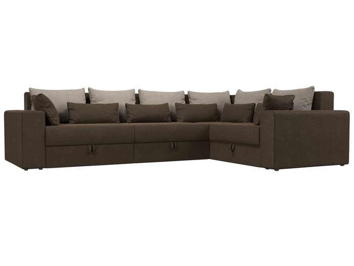 Угловой диван-кровать Мэдисон Long коричнево-бежевого цвета правый угол