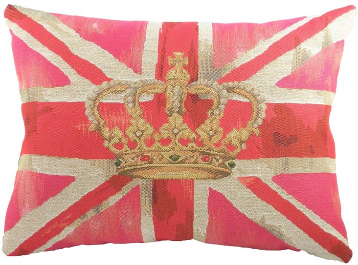 Большая подушка с британским флагом Crown Pink 