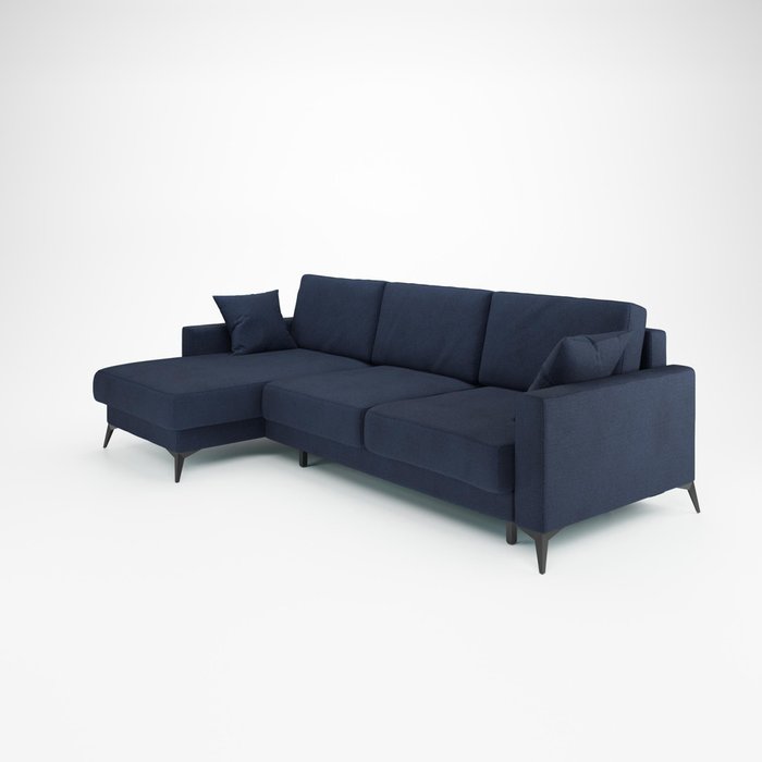 Угловой диван-кровать Наоми 2 темно-синего цвета левый