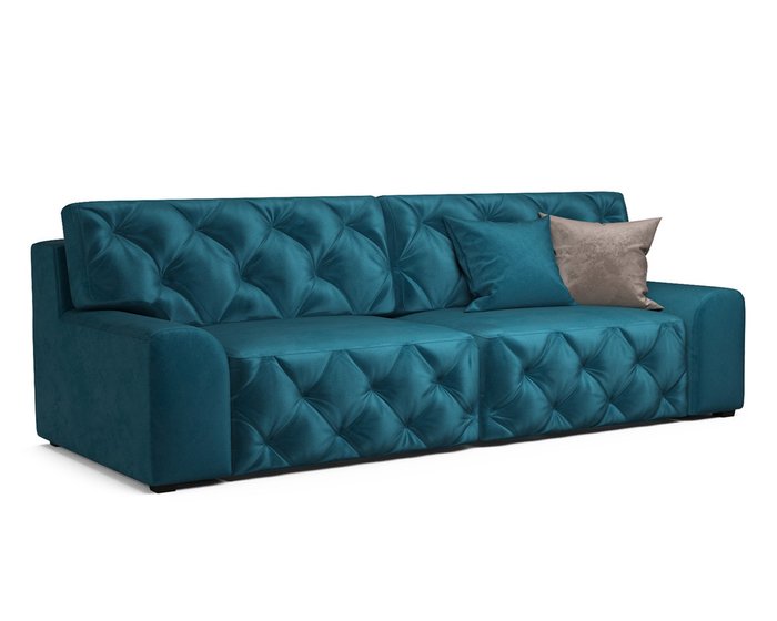 Прямой диван-кровать Милан сине-зеленого цвета
