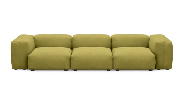 Прямой диван Фиджи трехсекционный горчично-зеленого цвета