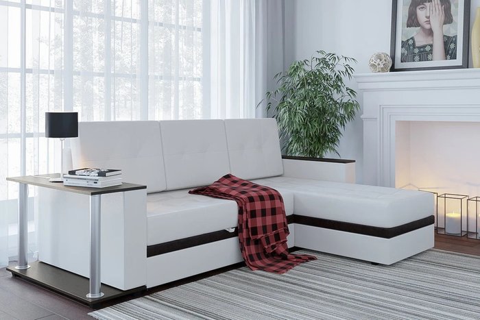 Угловой диван-кровать Атланта классик белого цвета (экокожа) - купить Угловые диваны по цене 32758.0