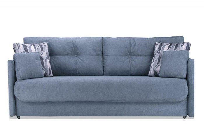 Прямой диван-кровать Эдит серо-синего цвета