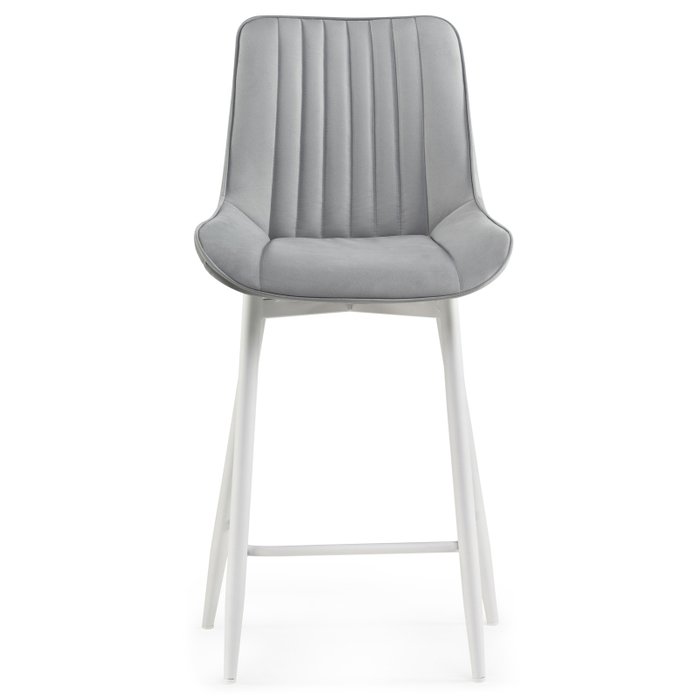 Стул полубарный Седа светло-серого цвета на белых ножках - купить Барные стулья по цене 6550.0
