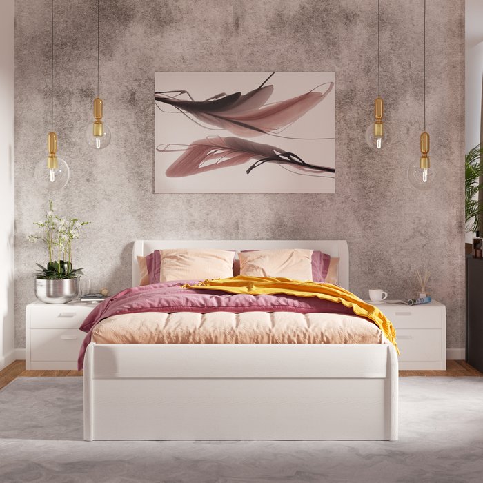 Кровать Илона 180х200 белого цвета с подъемным механизмом  - купить Кровати для спальни по цене 95539.0