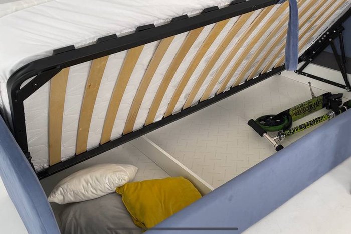 Кровать Квест 90х200 синего цвета с подъемным механизмом  - лучшие Кровати для спальни в INMYROOM