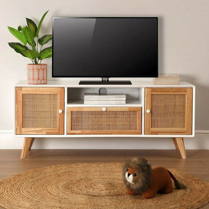 Ковер из джута и ротанга 120х120 бежевого цвета - лучшие Ковры в INMYROOM