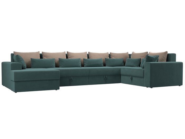 Угловой диван-кровать Мэдисон бирюзово-бежевого цвета