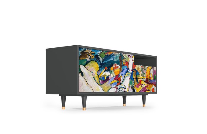 Тумба под TV T7 Improvisation 26 by Wassily Kandinsky с корпусом графитового цвета - лучшие Тумбы для ТВ в INMYROOM Тумба под TV T7 Improvisation 26 by Wassily Kandinsky с корпусом графитового цвета - лучшие Тумбы для ТВ в INMYROOM