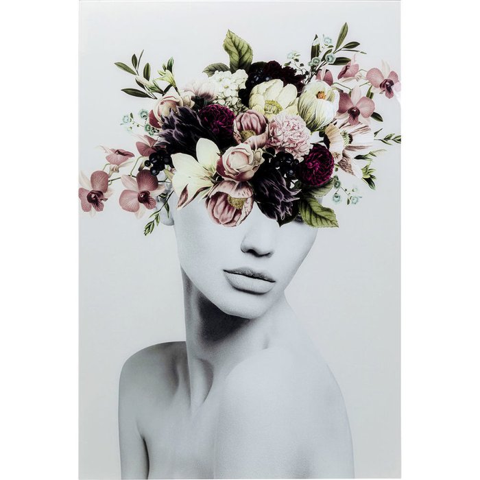 Картина Lady Flowers 80х120 белого цвета