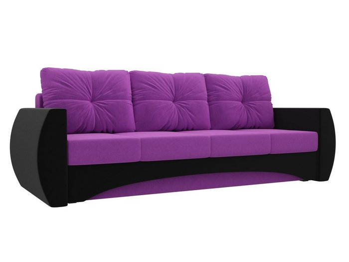 Прямой диван-кровать Сатурн фиолетово-черного цвета
