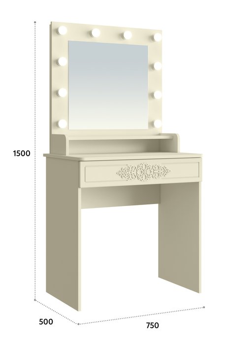 Туалетный столик с зеркалом Ассоль цвета ваниль - купить Туалетные столики по цене 12971.0