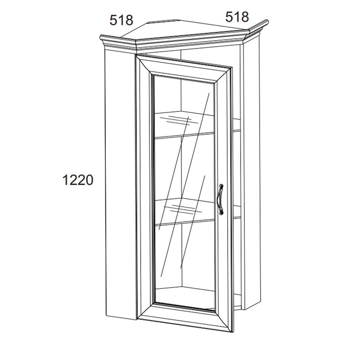 Шкаф с витриной Tiffany кремового цвета  - купить Навесные шкафы по цене 11999.0