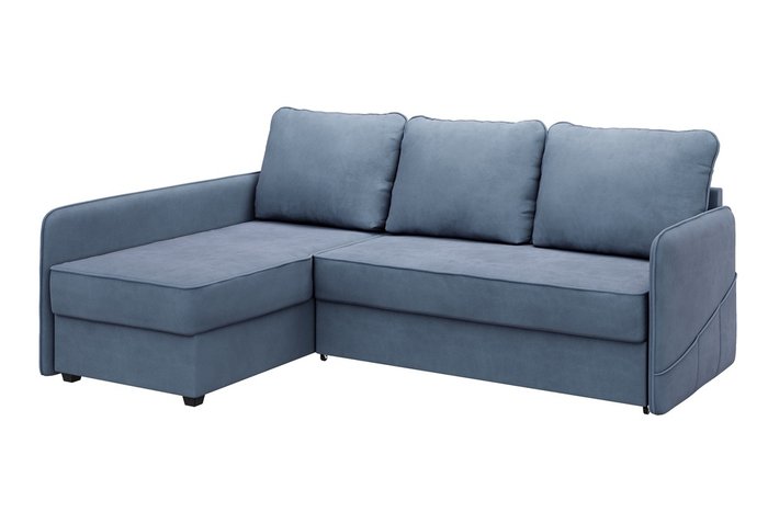 Угловой диван-кровать левый Слим синего цвета - купить Угловые диваны по цене 34490.0