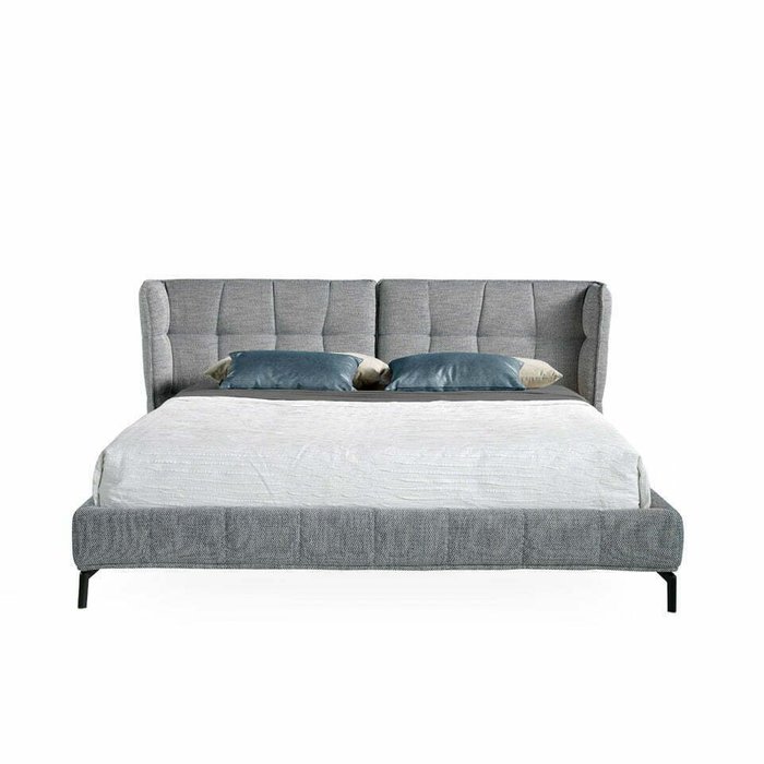 Кровать с мягким изголовьем серого цвета 200x220 - лучшие Кровати для спальни в INMYROOM