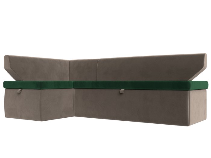 Угловой диван-кровать Омура зелено-коричневого цвета левый угол